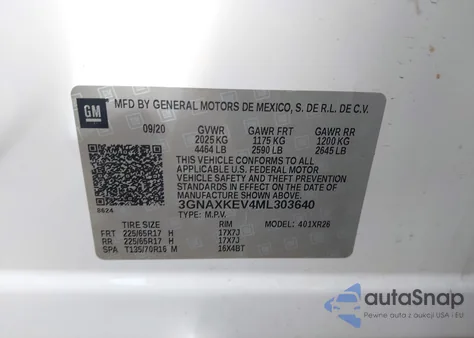 2021 Chevrolet Equinox Fwd Lt from USA, damaged, VIN 3GNAXKEV4ML303640